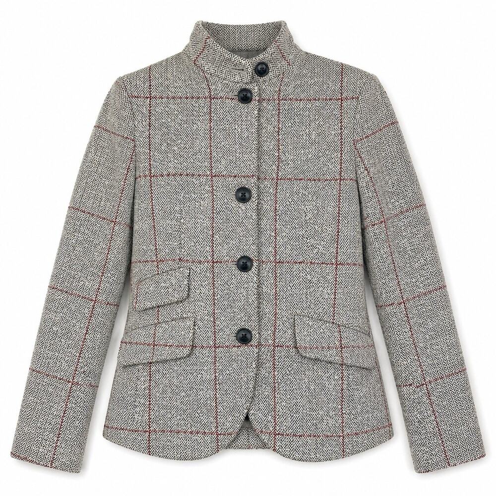 Rag & Bone Slade Ponte Blazer Women Size 0 Gray Herringbone Windowpane Check